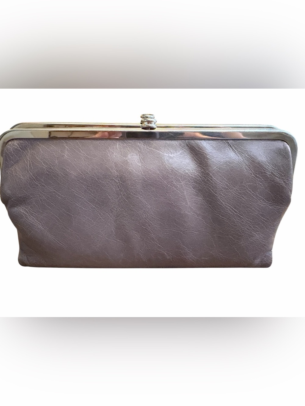 Women's Metallic Taupe Clutch Bag with Silver Frame